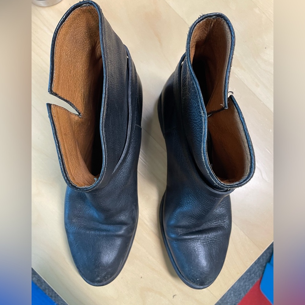 Black madewell leather boots with strap